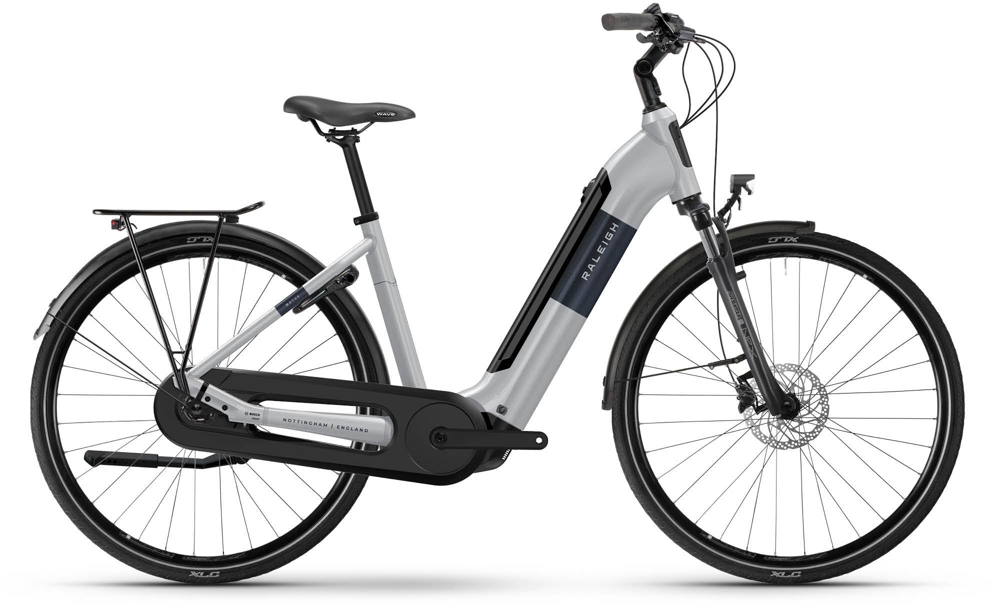 Raleigh Motus Hub Gear Electric Hybrid Bike L / 56CM Sparking White Gloss - Cycles UK